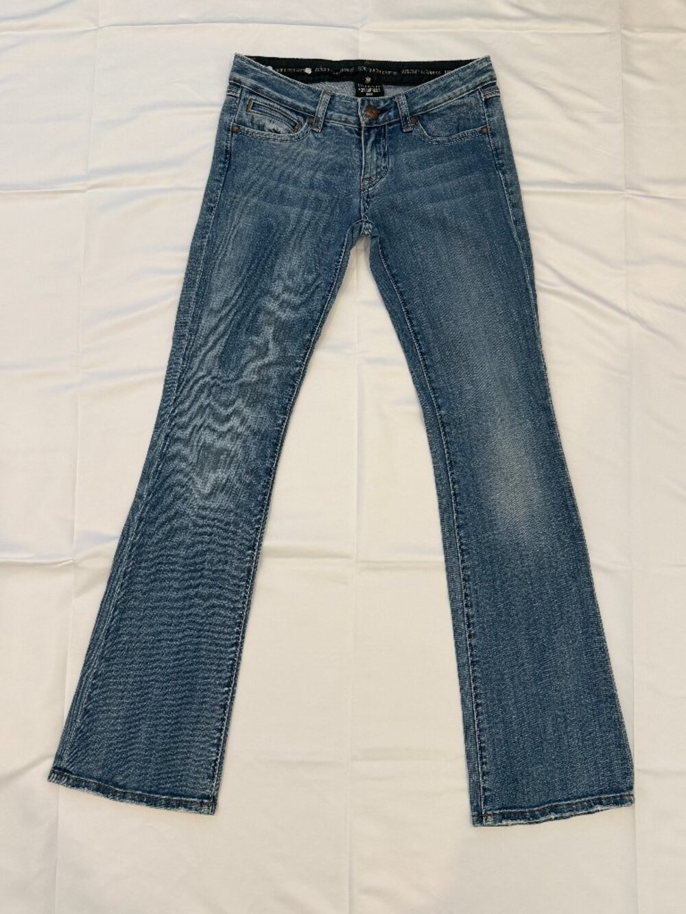 ReRock for Express Bootcut Jeans Size 2 Stretch Embroidered Pocket Y2K